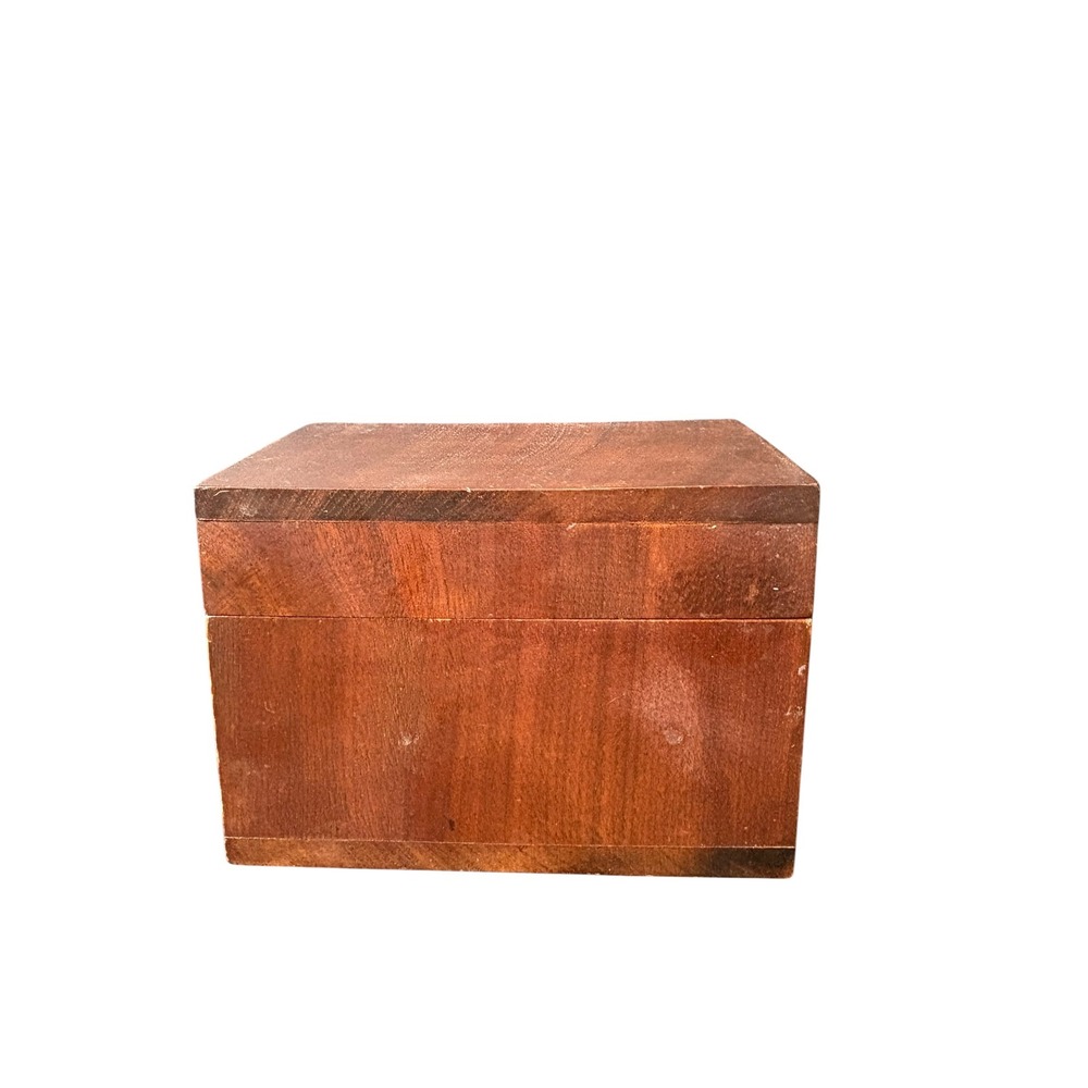 Vintage Wooden Recipe Box Rustic Farmhouse Kitchen Index Card Storage Box